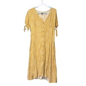 Vintage America Mustard Floral Midi Dress '